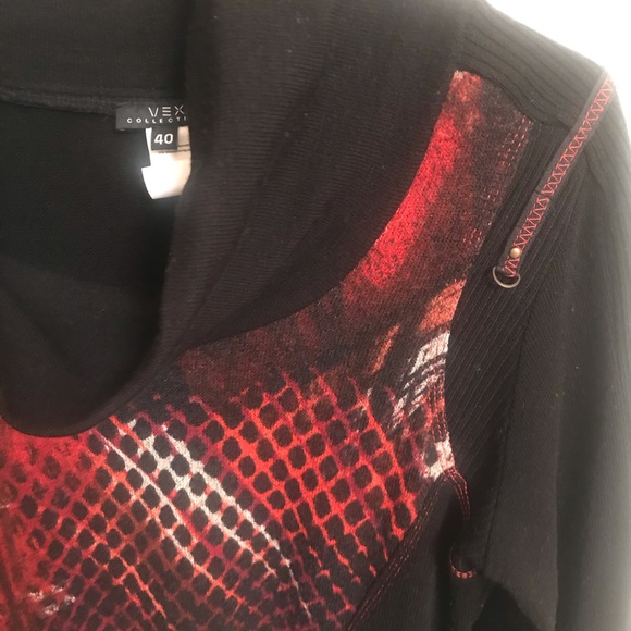 Vex Collection cowl neck sweater dark orange/black - Picture 3 of 16